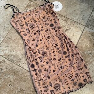 Pink Patterned Slip Dress